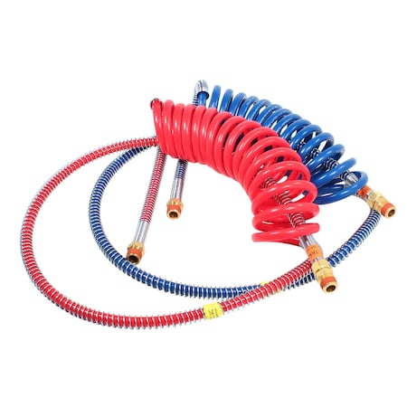 Phillips Line Assy, Air, Coiled, Brake, Heavy-Duty, Pair Red And Blue 15 Ft Working Length W/ 40 In. Lead 11-340